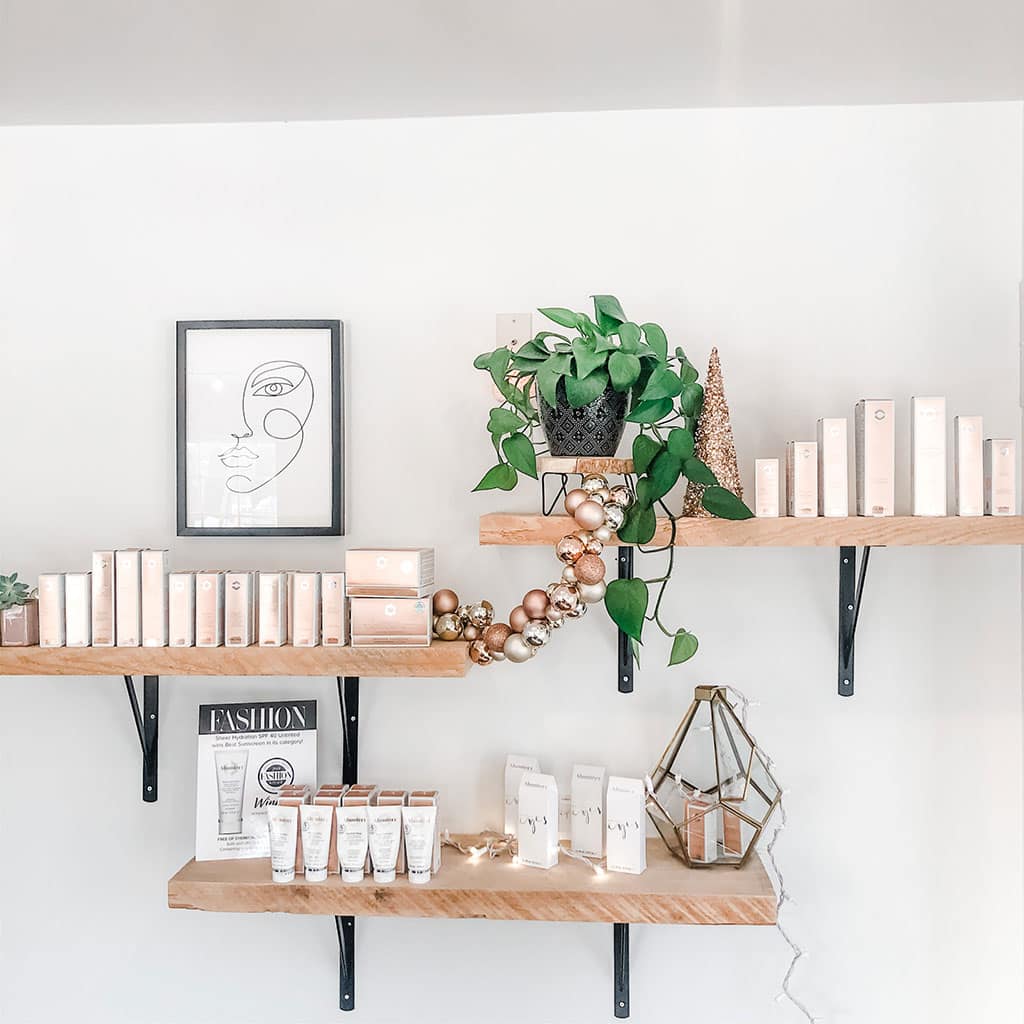Let's Glow Salon Product Shelf